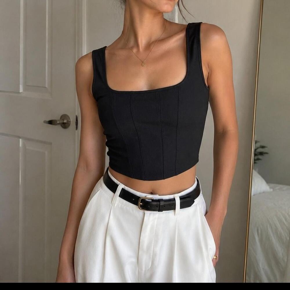Classic black corset style crop top